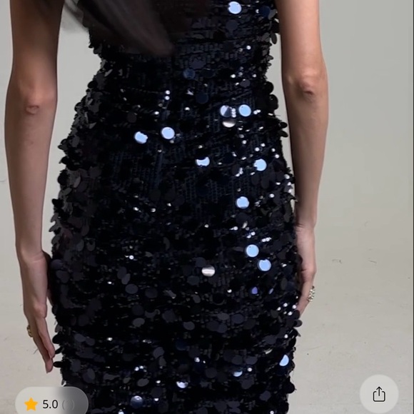 Elegant Strapless Sequin Dress in Blue - Picture 2 of 13